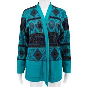 Vintage 90s Women's Cardigan Sweater Teal 6